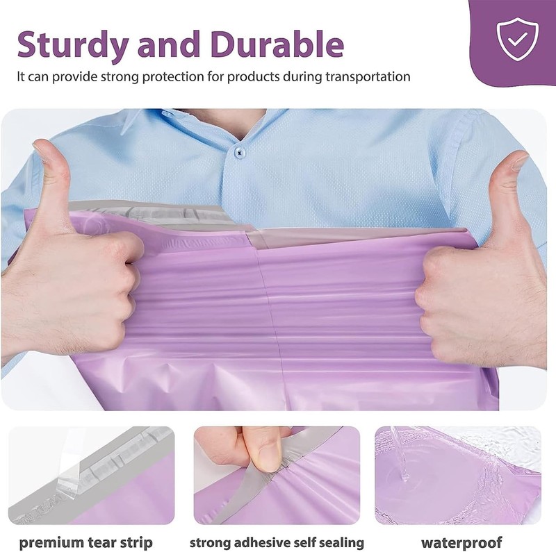 100 Light Purple Poly Mailers 12x15.5” - Waterproof Self-Seal Shipping Bags gallery