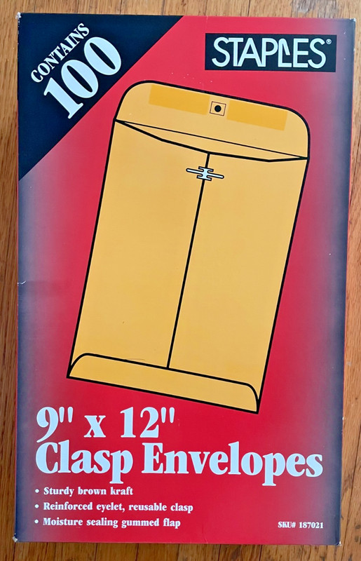 9 X 12″ Clasp envelope Brown Kraft Carton of 2500