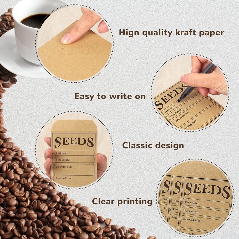 150 Pieces Seed Saving Envelopes, 4.7x3.1 Inch Sealing Kraft Seed Packets Envelo gallery