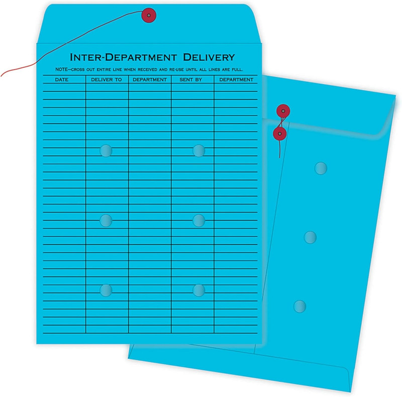 Interdepartment String & Button Closure Envelopes, 1″ X 13″, 1-Sided Narrow Rule