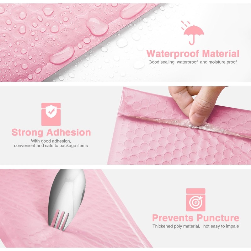 Bubble Mailers 6x10 Inch 100 Pack Light Pink Bubble Mailer Usable Size 6x9" W... gallery