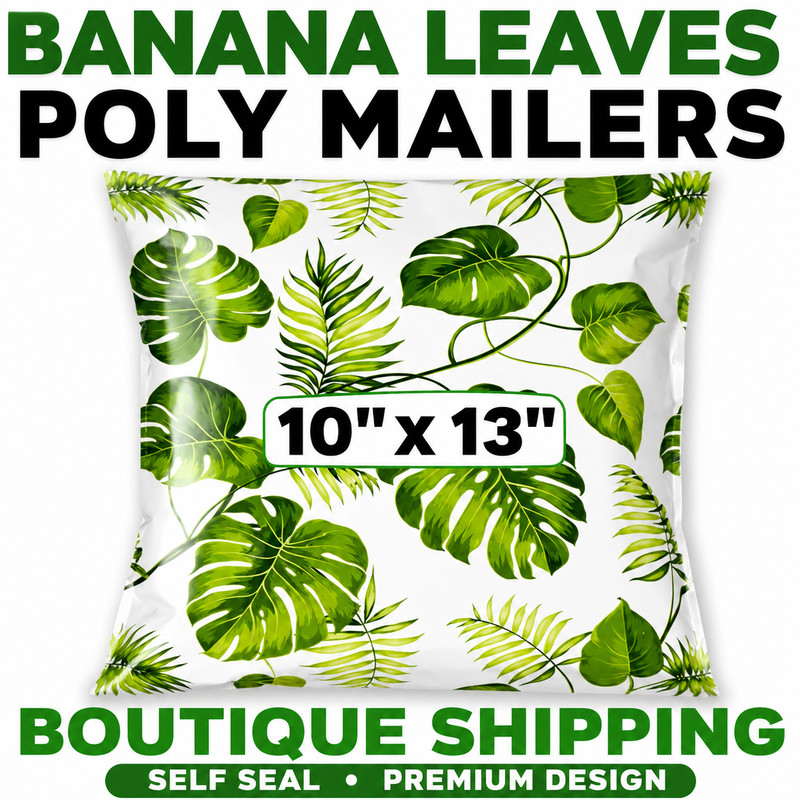 Banana Leaves Poly Mailers 10×13 Self Seal Boutique Packaging Bags