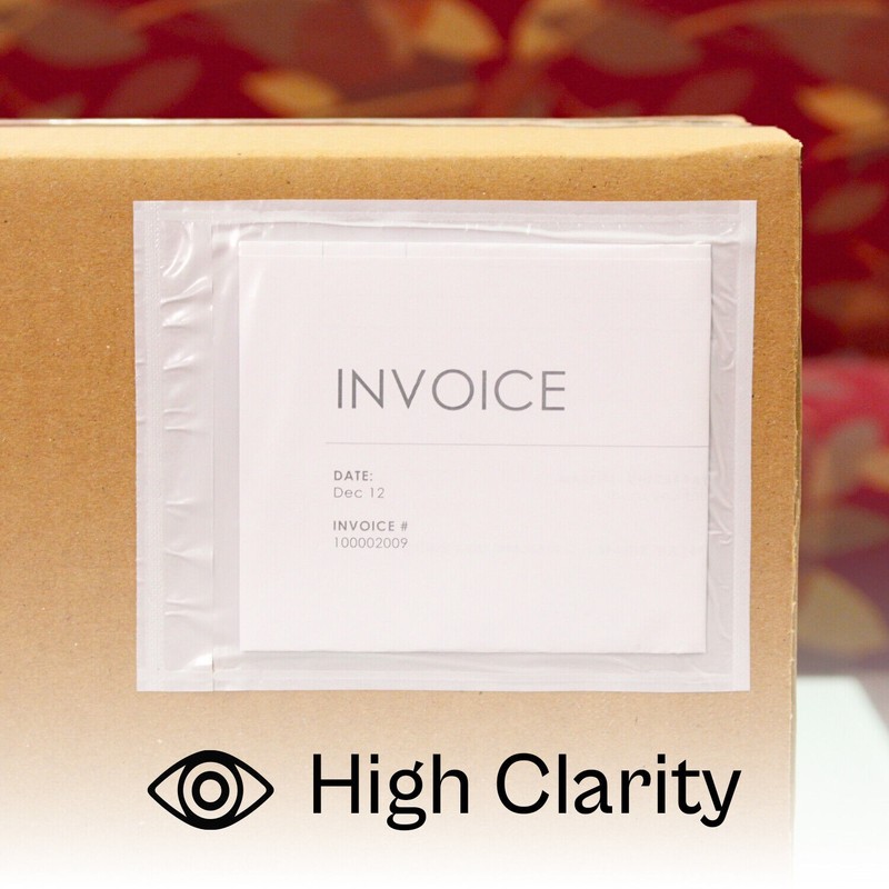 5.5"x10" Clear Packing List Envelopes Plain Face, Back Side Load, 1000 Pieces gallery