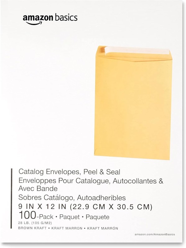 100 Pack 9x12 Catalog Mailing Envelopes Brown Kraft Peel & Seal Mailers gallery