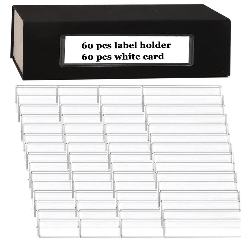 Owl Focus Label Holders Adhesive Shelf Tag Clear 1x4.1''(60pcs), Transparent gallery