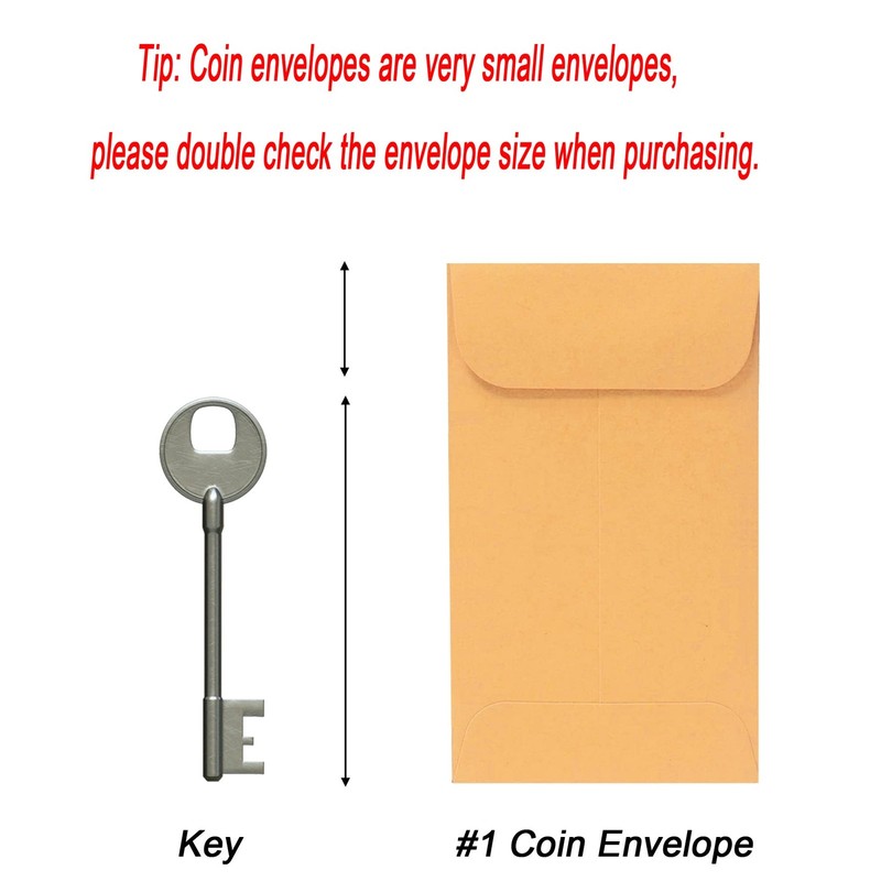 500 PCS #1 Coin Envelopes, 2-1/4” x 3-1/2” inches Brown Kraft Envelopes Small... gallery