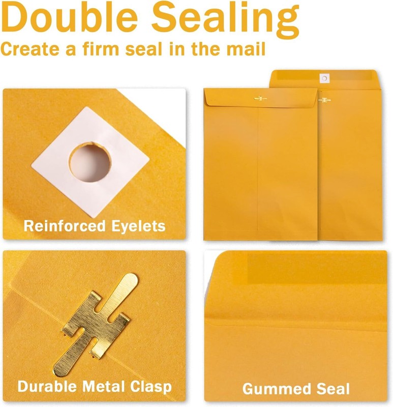 20 Pack Clasp Envelopes 9 x 12 Manilla Envelopes - 100 GSM Heavy Paper Large ... gallery