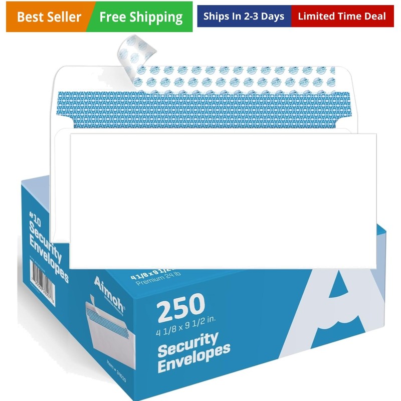 Security Self-Seal Envelopes, Windowless Design, Security Tint Pattern, Ultr...