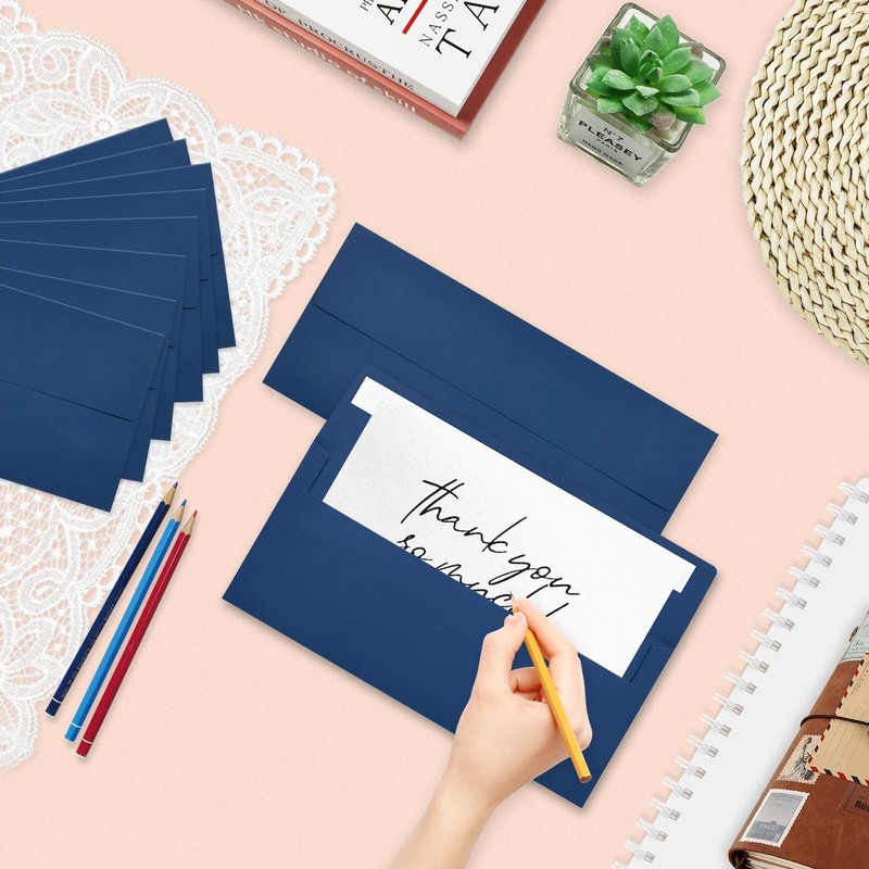 50 Pack #10 Business Envelopes, Navy Blue Standard Envelopes Self Seal, Letter S gallery