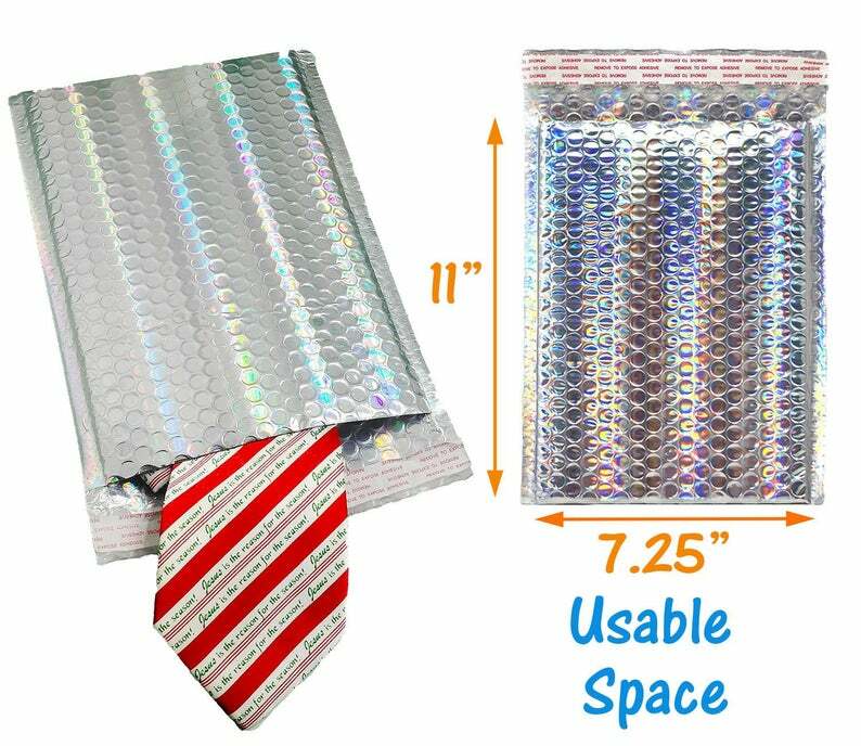 7x11 Holographic, Ice Blue Metallic Bubble Mailers, Padded Self Sealing Envelope gallery
