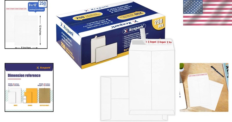 Fabulous 250 Pack of 9x12 Security Envelopes - Self-Seal, Printable Kraft Style gallery