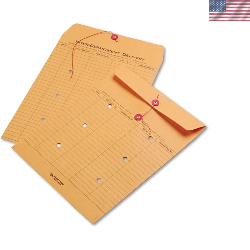 Pack of 100 Heavyweight Kraft Interoffice Envelopes - 10x13, Visual Confirmation