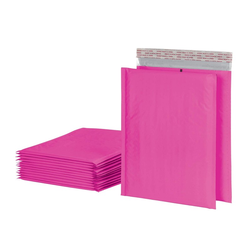 Bubble Mailers, 8.25 x 11 Shipping Envelopes, Water Resistant Pink Poly Padde…