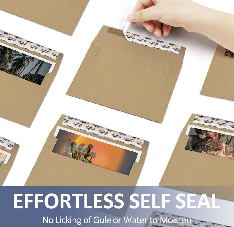 A2 Invitation Envelopes 100 Qty 4.375X5.75" Brown Kraft Envelopes Self Seal for gallery