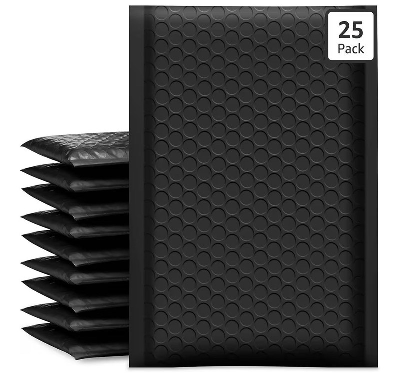 6''x10'' BLACK BUBBLE MAILERS SHIPPING MAILING PADDED BAGS ENVELOPES - 25 COUNT