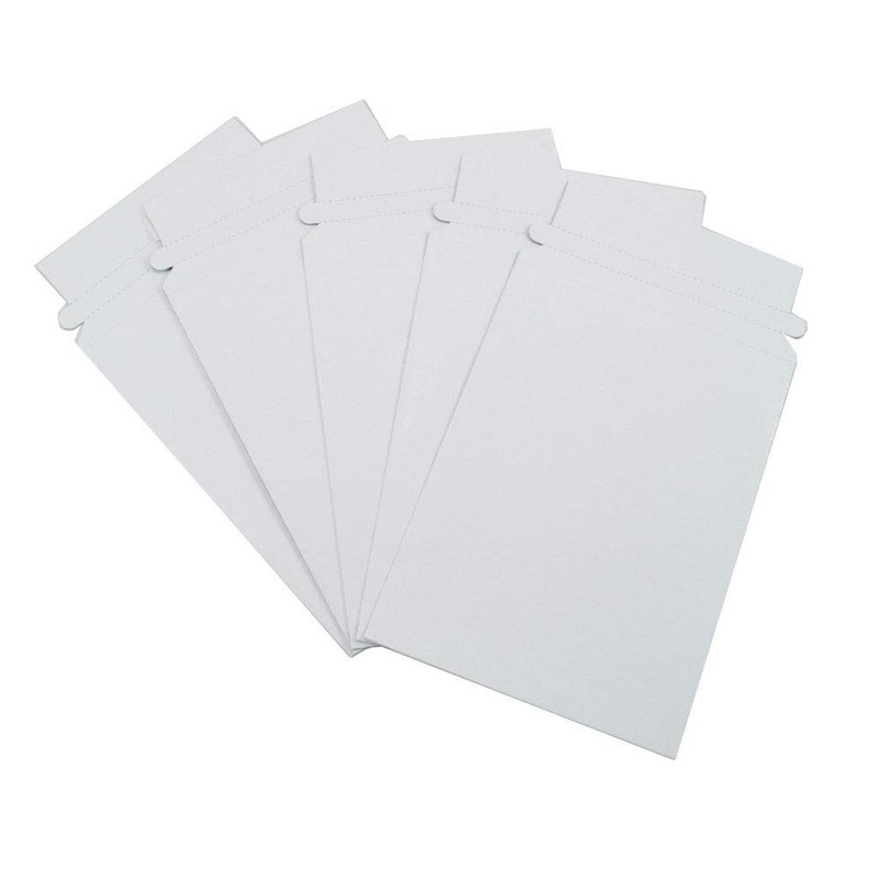 100 Pack Stay Flat Rigid Photo & Document White Cardboard Mailers, 6 x 8 Inch…