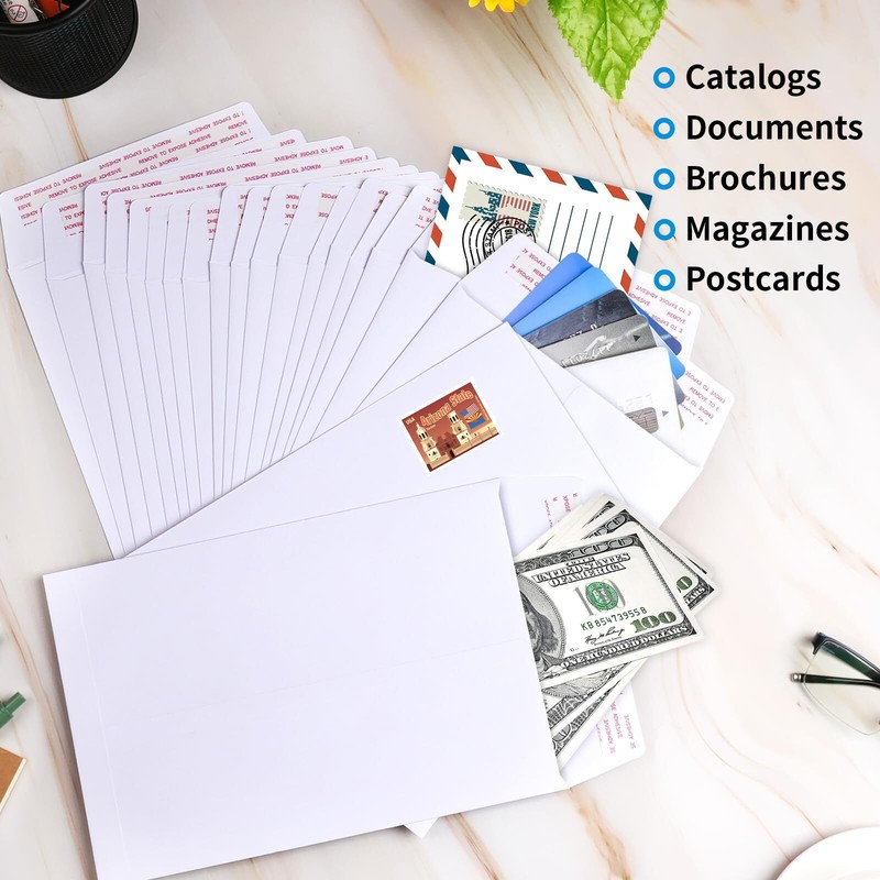 20 Pack White Self Seal Catalog Envelopes 6x9 Inches Manila Mailing Storage gallery