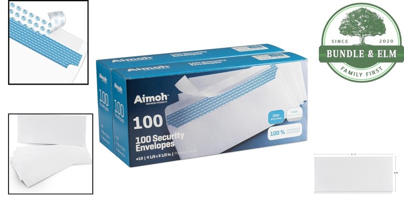 200 Self-Seal Envelopes, White, Security Tint for Confidential Document Mailing gallery