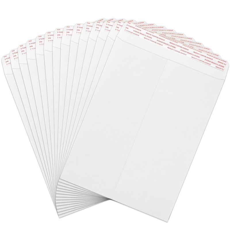 9×12 Self Sealing Envelopes 100 Pack White Kraft Paper Catalog for Mailing NEW