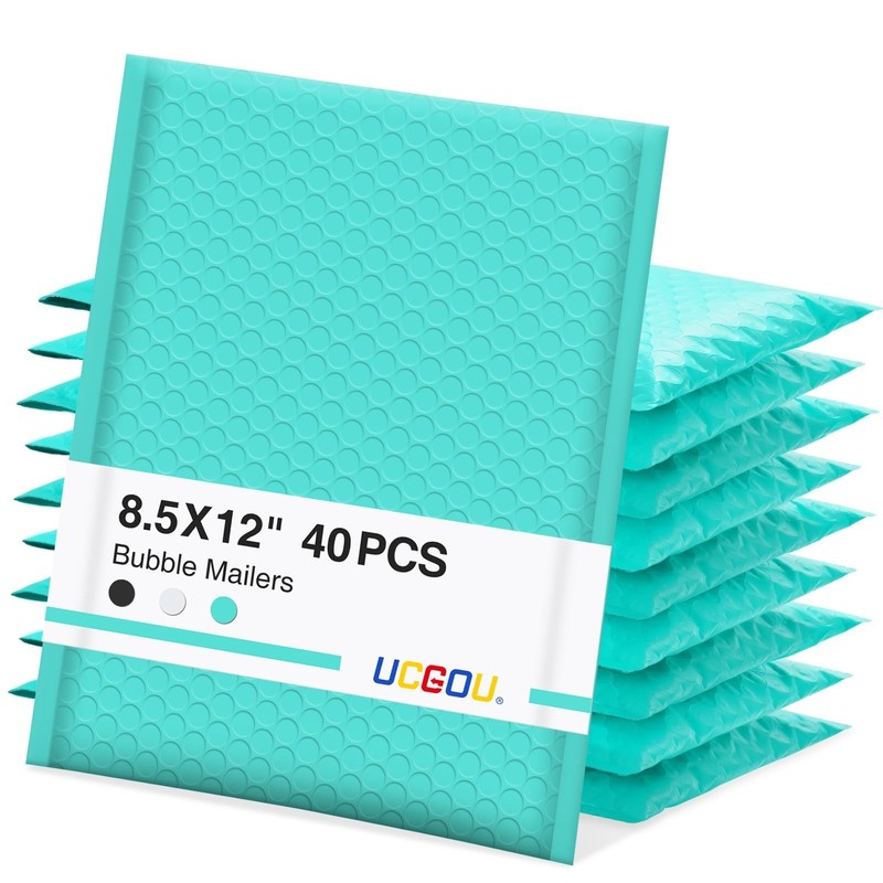 Bubble Mailers 8.5×12 Inch 40 Pack Usable Size 8.5×11 Inch Teal Padded Envelo…