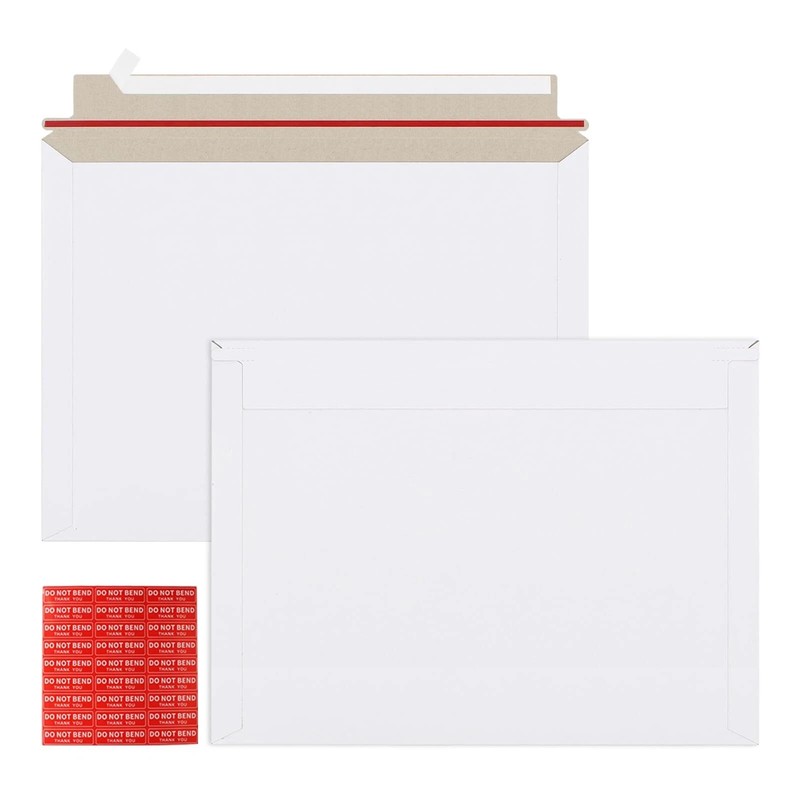 50PCS 10×13.5″ Rigid Mailers Self-Seal Stay Flat White Cardboard Envelopes