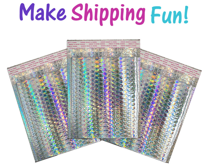 8.5x12 Holographic, Pink, Teal METALLIC BUBBLE MAILERS, Poly Padded Envelopes! gallery