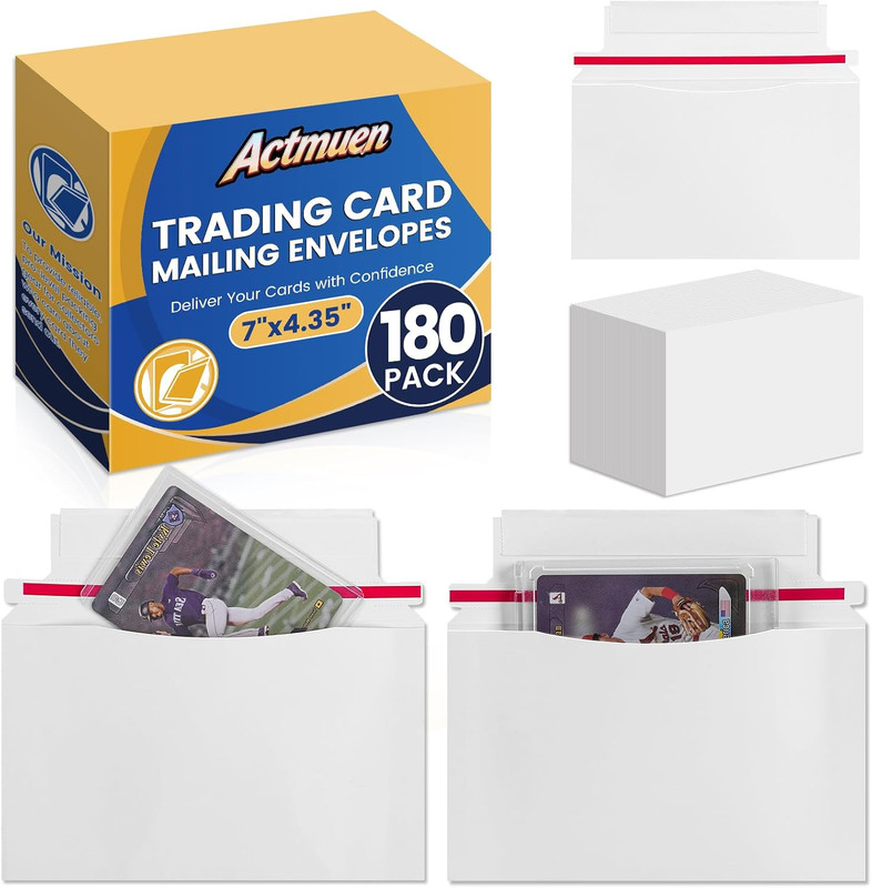 180 Pack Trading Card Mailer Envelopes, 7" x 4.35" for Shipping Protection gallery