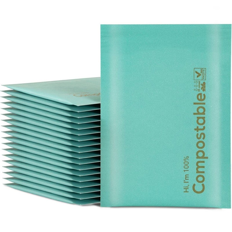 6×10 100% Biodegradable Bubble Mailers,25 Count Teal #0 Compostable Padded Pa…