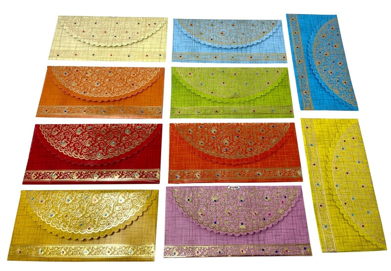 PACK OF 10 Cash Shagun Bandhani Envelopes Favor Indian Wedding Eid Gift #564F