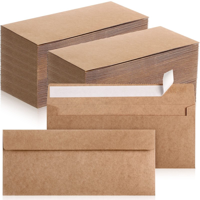 500 Pcs Kraft Envelopes Letter Size Bulk #10 Business Strong Sealed 4-1/8 x 9…