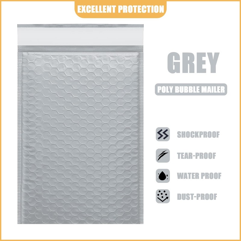 PRIMPKG 8.5in x 11in Bubble Mailer, Gray Poly Mailer, Padded Envelope, Shippi... gallery
