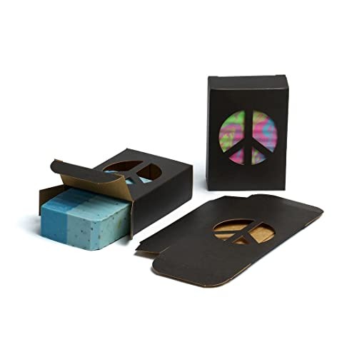 Peace Sign Window Soap Boxes Black Recyclable Handmade Wholesale 1000 Pack