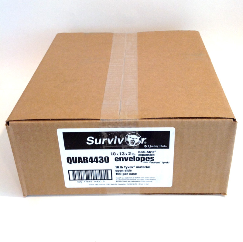Box of 100 Survivor QUAR4430 Tyvek Expansion Mailers 10 x 13 x 2" Open Side NEW