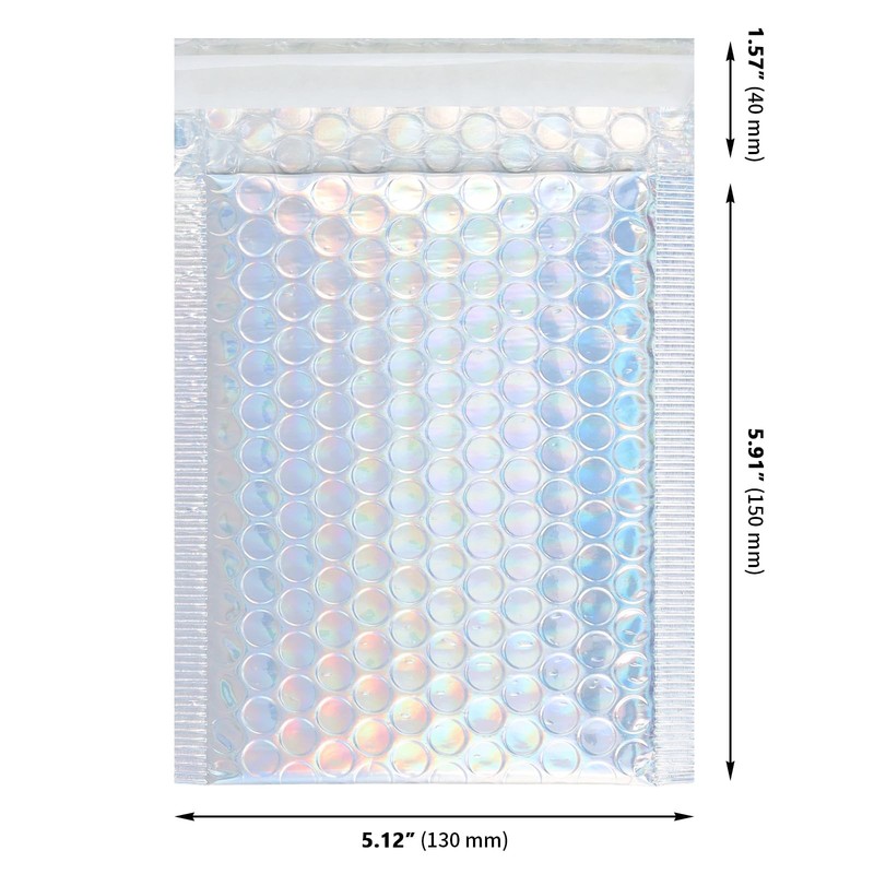 100 PCS 5 x 6 Inch Metallic Bubble Mailers, Silver Padded Mailing Envelopes, ... gallery