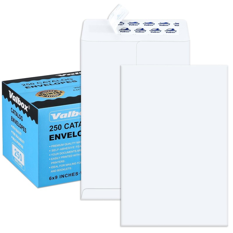 6×9 Seal Catalog Envelopes 250 Count Small White Envelopes for Mailing, Stora…