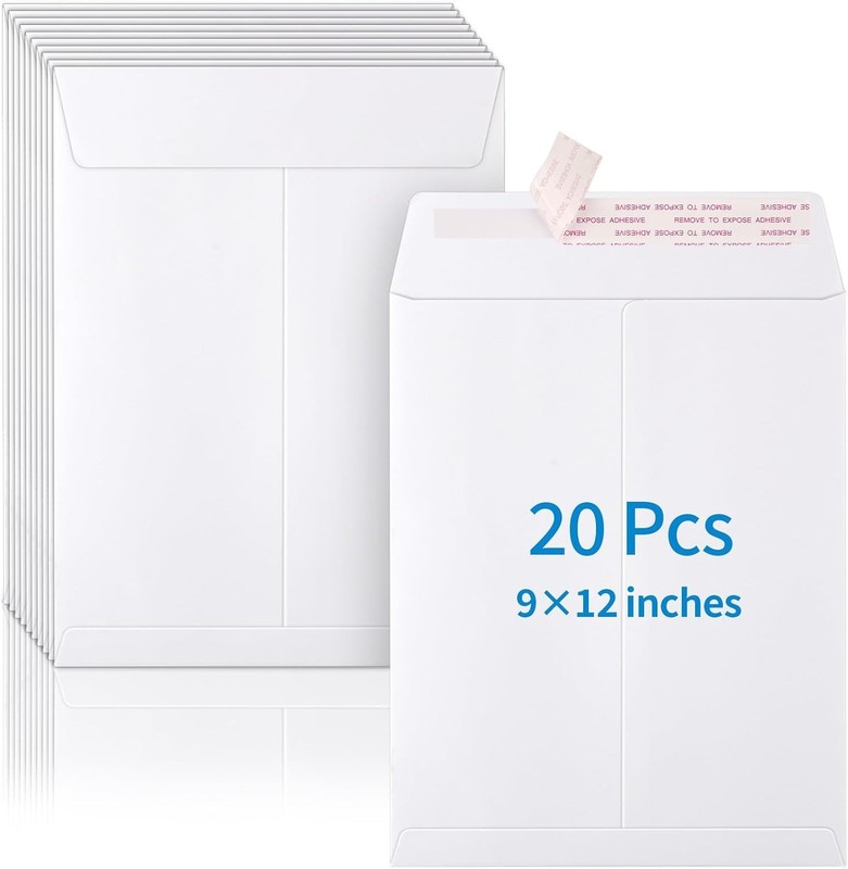 20 Pack Catalog Envelopes Self Seal, 9 x 12 Inches One Size, White