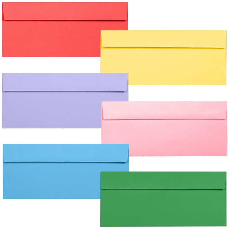 Sobres comerciales n.° 10, 4 1/8 x 9 1/2 pulgadas, 6 colores, paquete de 120