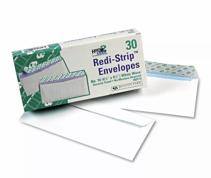 Quality Park Redi Strip Security Tinted Envelope #10 4 1/8 x 9 1/2 White 30/Box