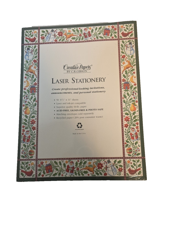 CR Gibson Creative Papers Laser Stationery Cardinal Christmas Theme 50 Sheets