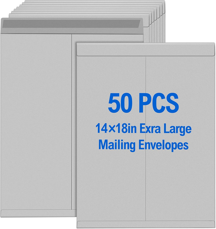 50 Pcs 14” X 18” Extra Large Mailing Envelopes 32Lb with Gummed Flaps, Catalog