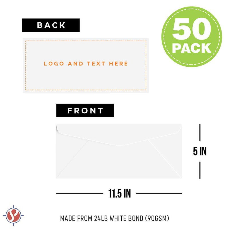 White #14 Regular Envelopes, 5 x 11 1/2, Gummed Commercial Flap, 24w, 50 Qty gallery