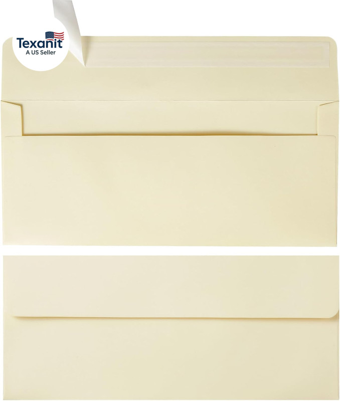 50 Pack #10 Business Envelopes Self Seal 4X9 Standard Envelopes for Business, In