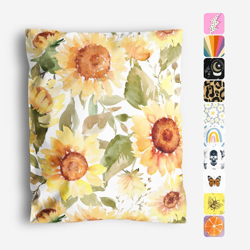 10×13 Poly Mailers – Sunflowers – Waterproof Tear-Resistant Shipping Bags wit…