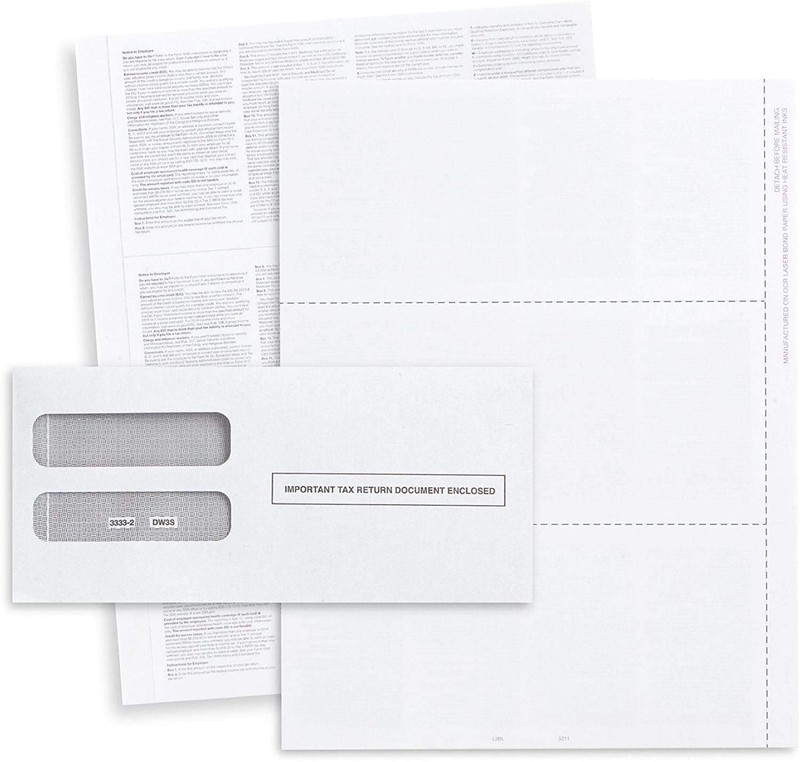 25 Pack W2 Tax Envelopes 3Up Horizontal Double Window SelfSeal Security gallery