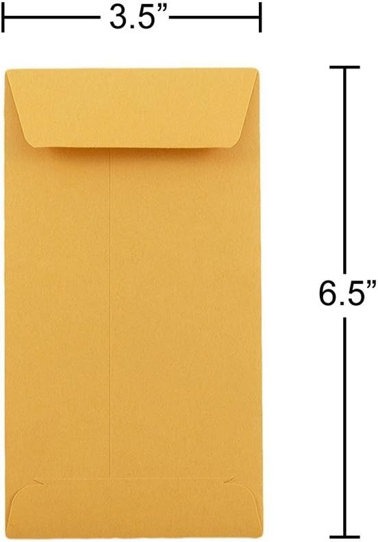 Coin Business Envelopes - 3 1/2 x 6 1/2 - Brown Kraft Manila - 50/Pack gallery