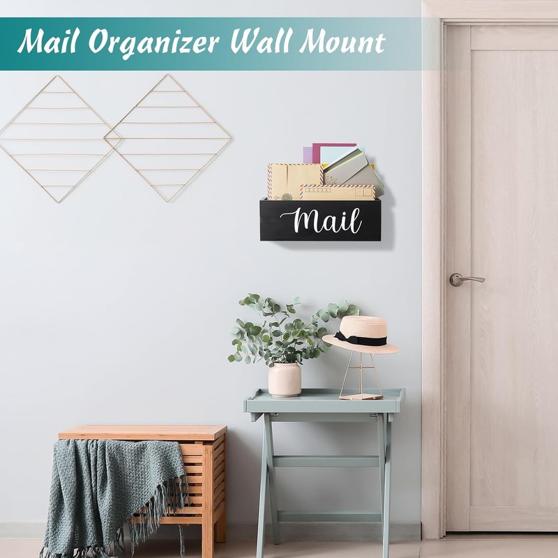 DRASTAR Mail Organizer, Holder with 2 Slots, Basket 2 Black gallery