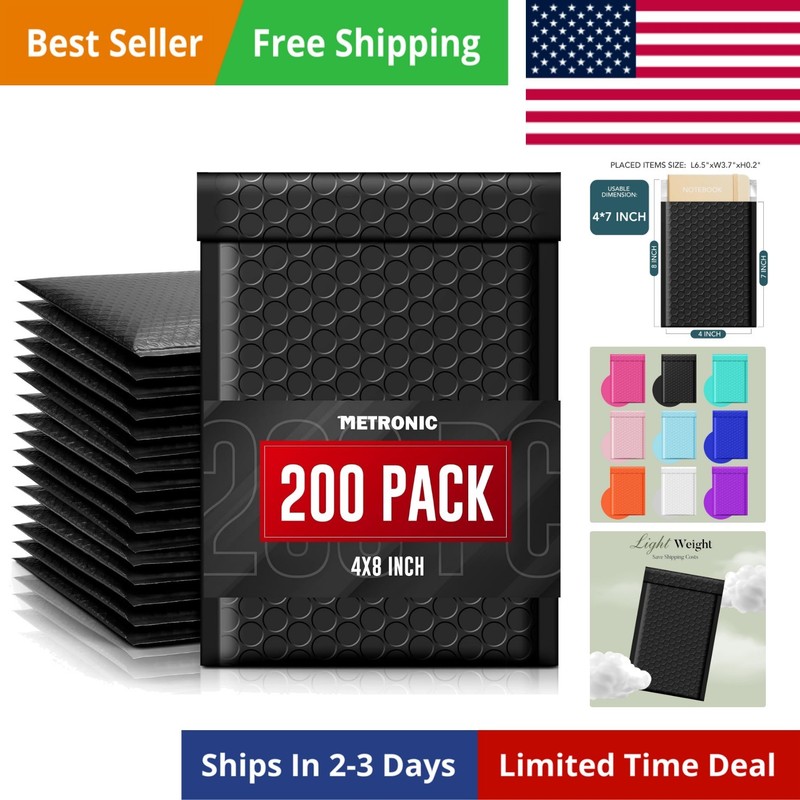 Bubble Mailers 4×8 Inch 200 Pack Padded Envelopes Usable Size 4×7 Waterproof …