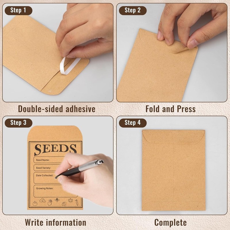 150 Pack Small Seed Saving Envelopes Bulk Blank Paper Coin Packets 4.7x3.2" gallery