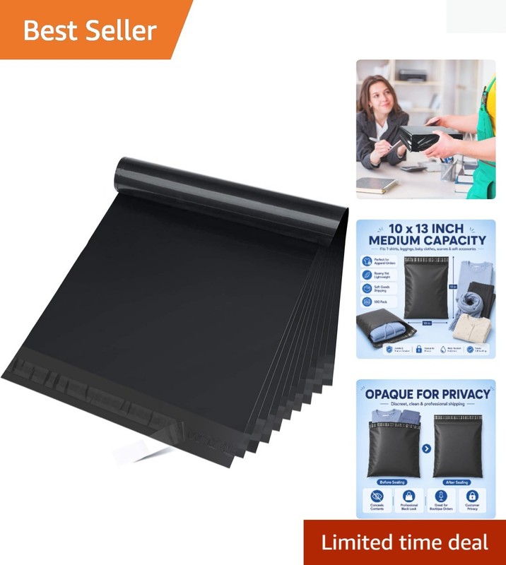 50 Pack of 10×13″ Waterproof Poly Mailers – Strong Self-Seal Shipping Envelopes