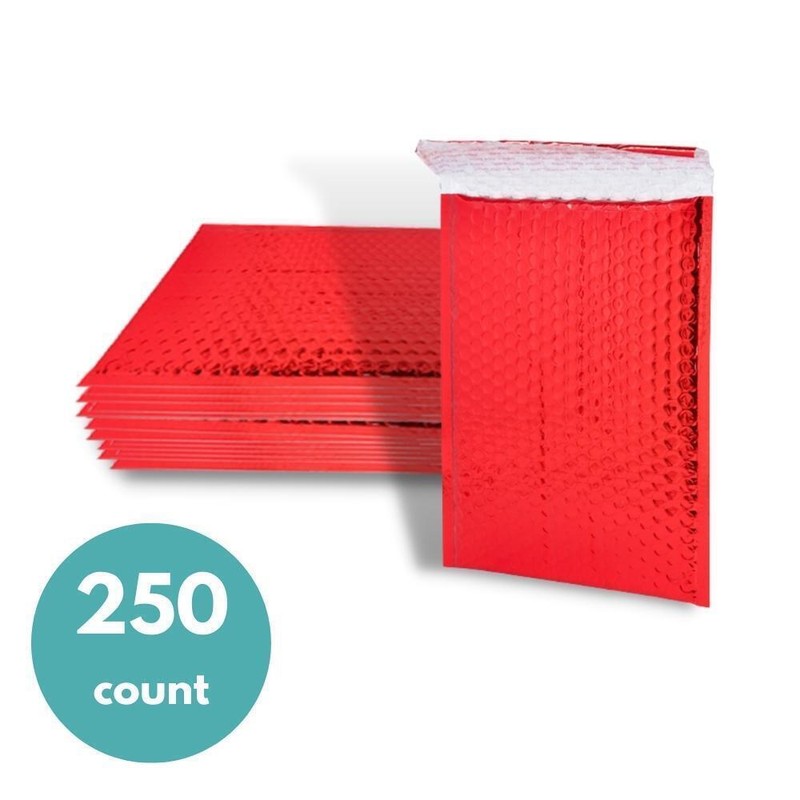 7″x 6.75″ Glamour Metallic Red Poly Bubble Mailers Padded Envelope Bags 250 PCS